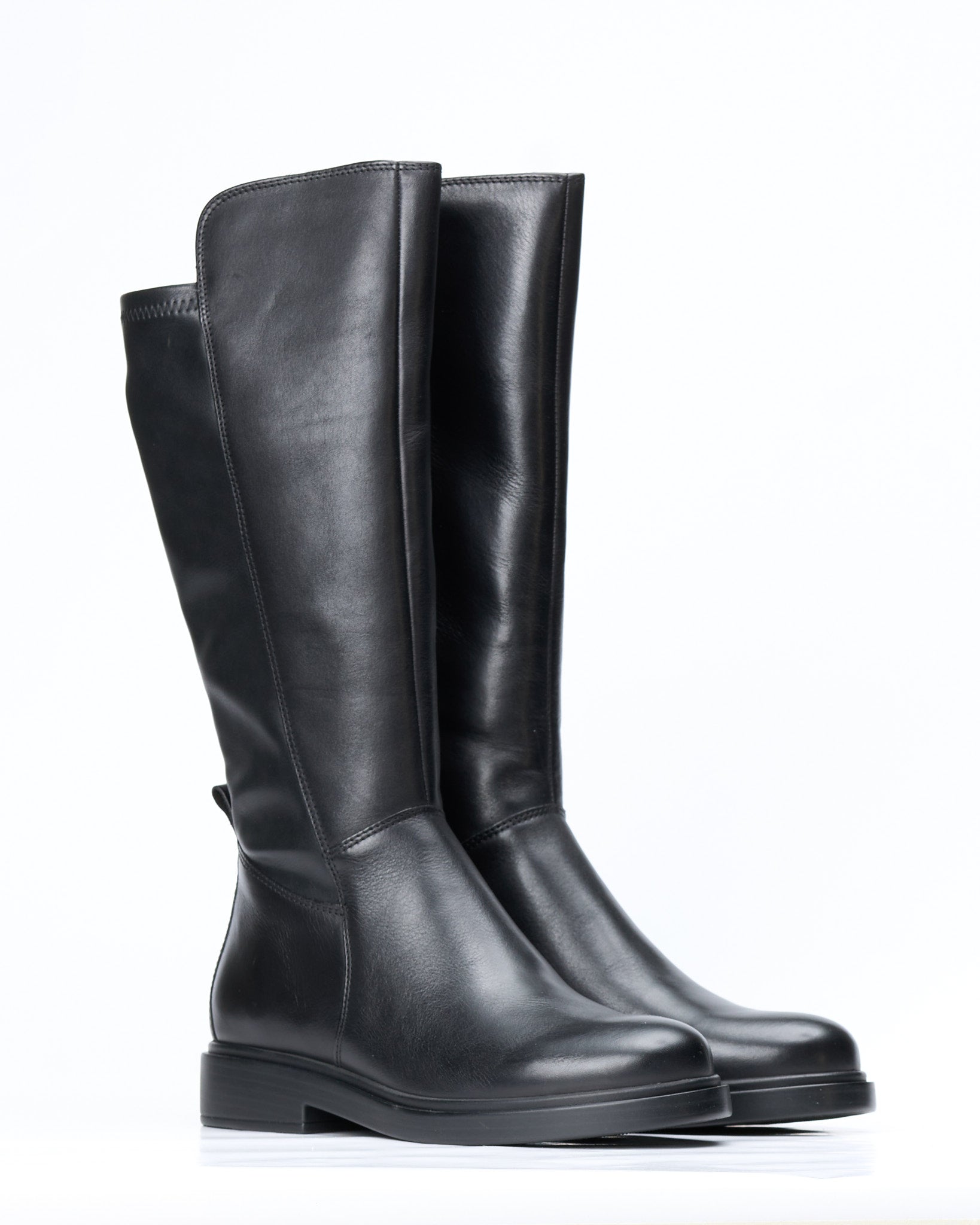 Stivale pelle elasticizzato nero