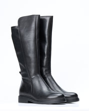 Stivale pelle elasticizzato nero