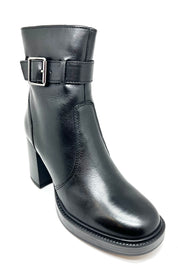 Stivaletto in pelle nero tacco largo