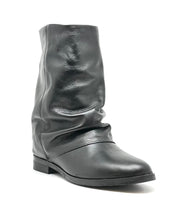 Stivaletto pelle nero zeppa