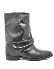 Stivaletto pelle nero zeppa