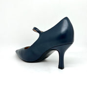 Décolleté pelle blu Sara