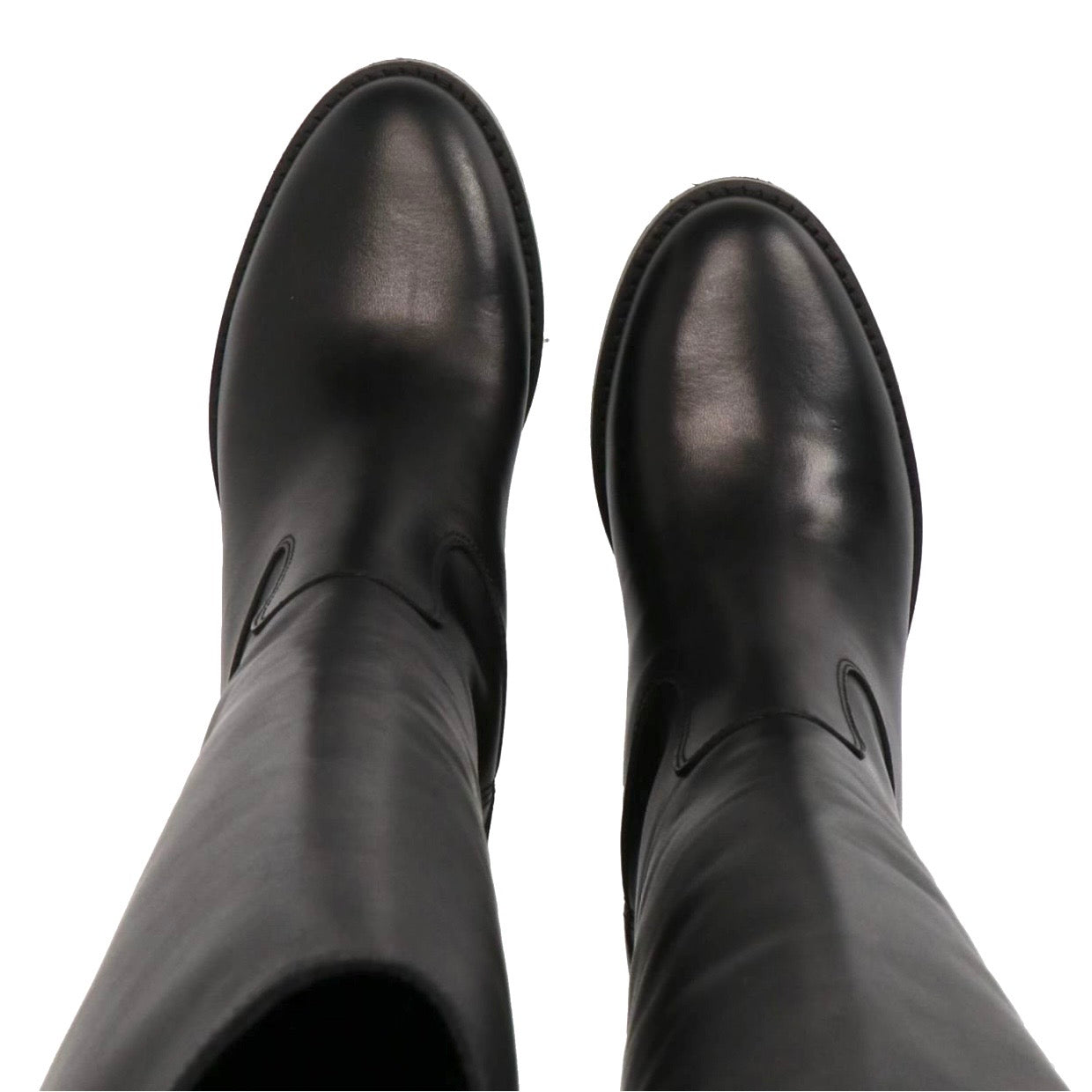 Stivale V in pelle nero