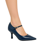Décolleté pelle blu Sara