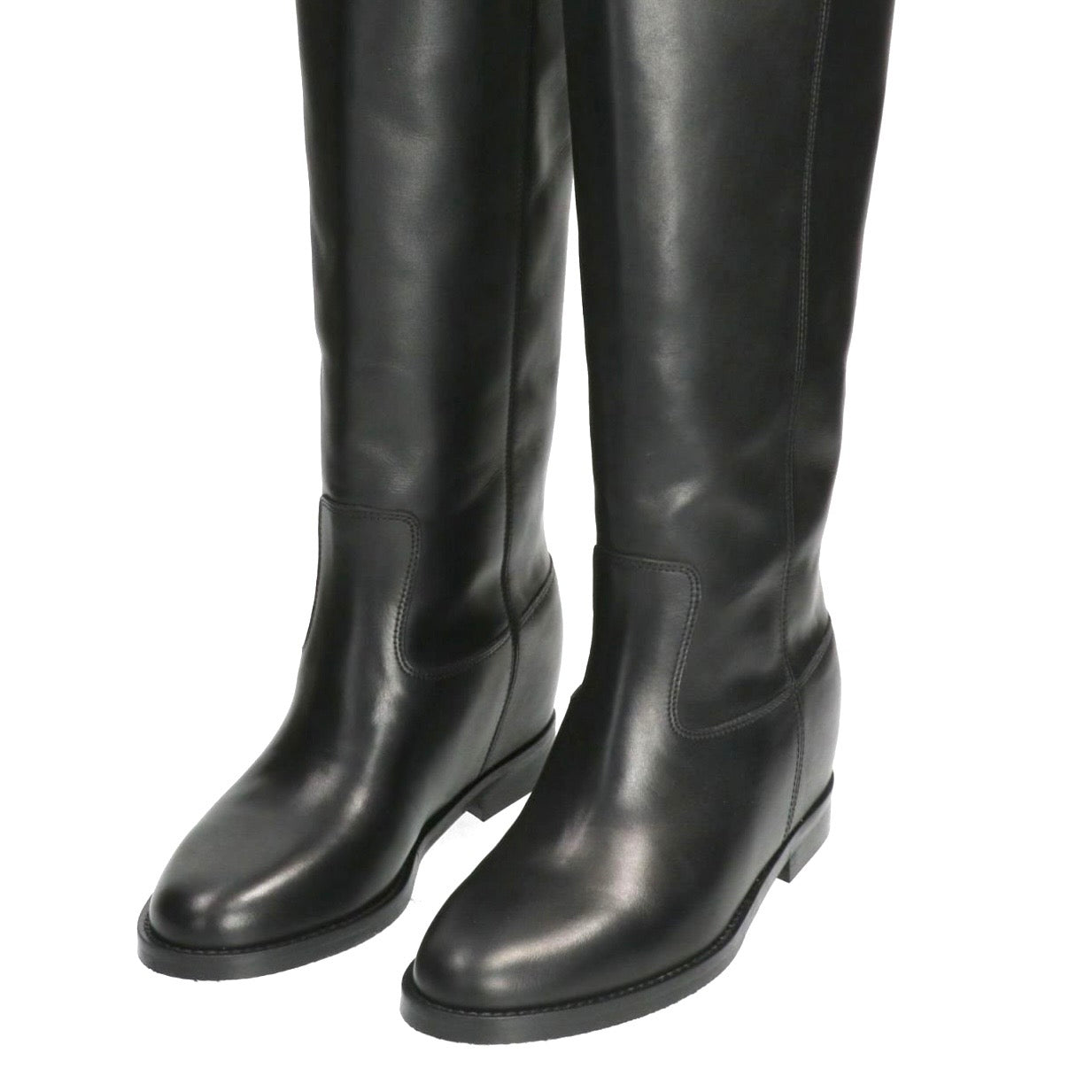 Stivale V in pelle nero