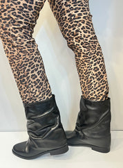 Stivaletto pelle nero zeppa