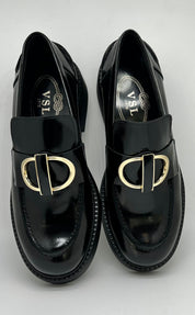 Mocassino VSL nero Gold Buckle