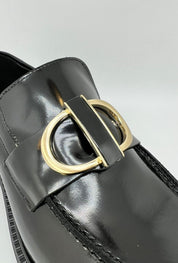Mocassino VSL nero Gold Buckle