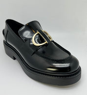 Mocassino VSL nero Gold Buckle