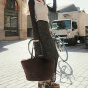 Borsa in eco pelliccia moro Victoria
