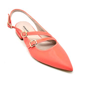 Slingback corallo tacco basso