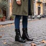 Tronchetto pelle nero tacco 50 Metisse