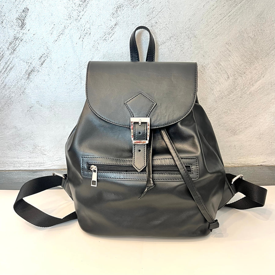 Zaino in pelle nero made in Italy