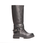 Biker alto pelle nera Kelly