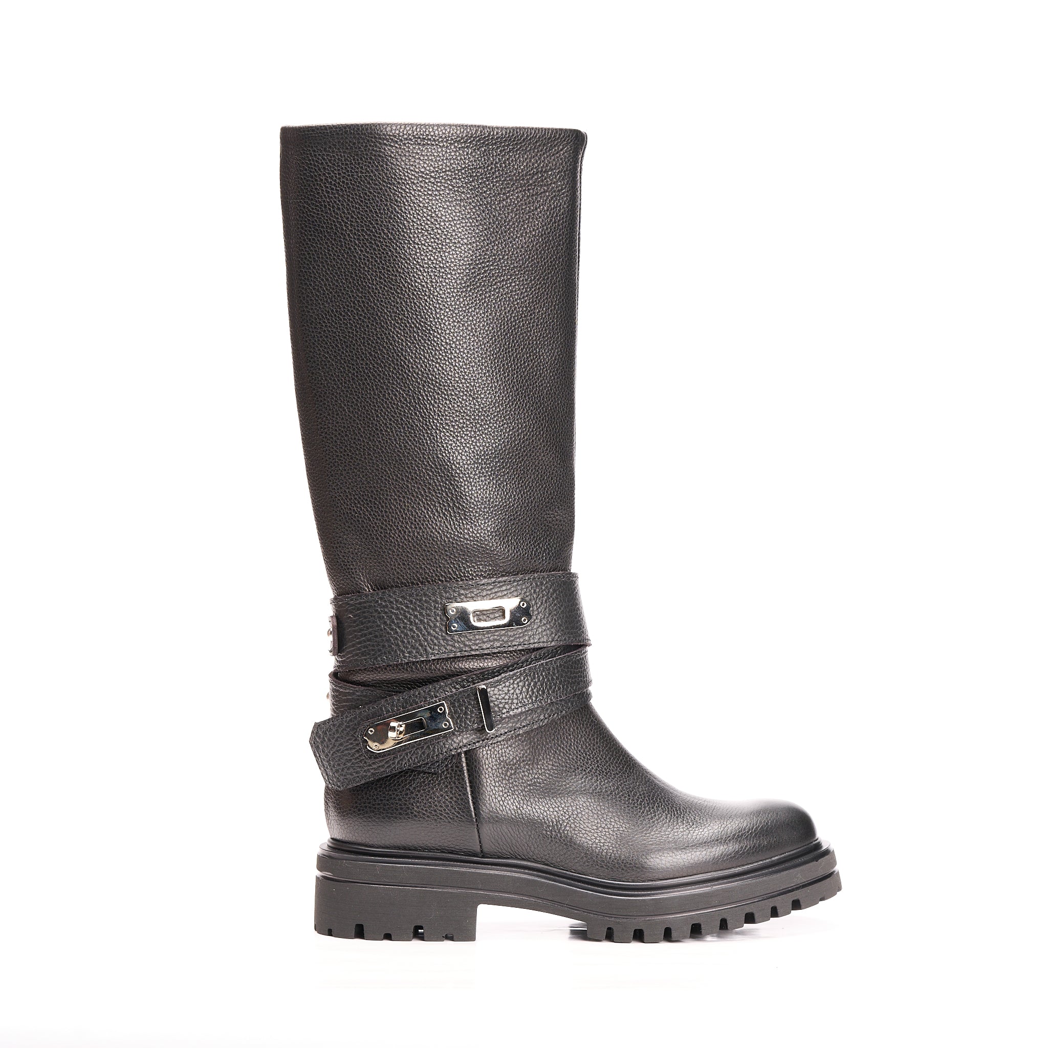 Biker alto pelle nera Kelly