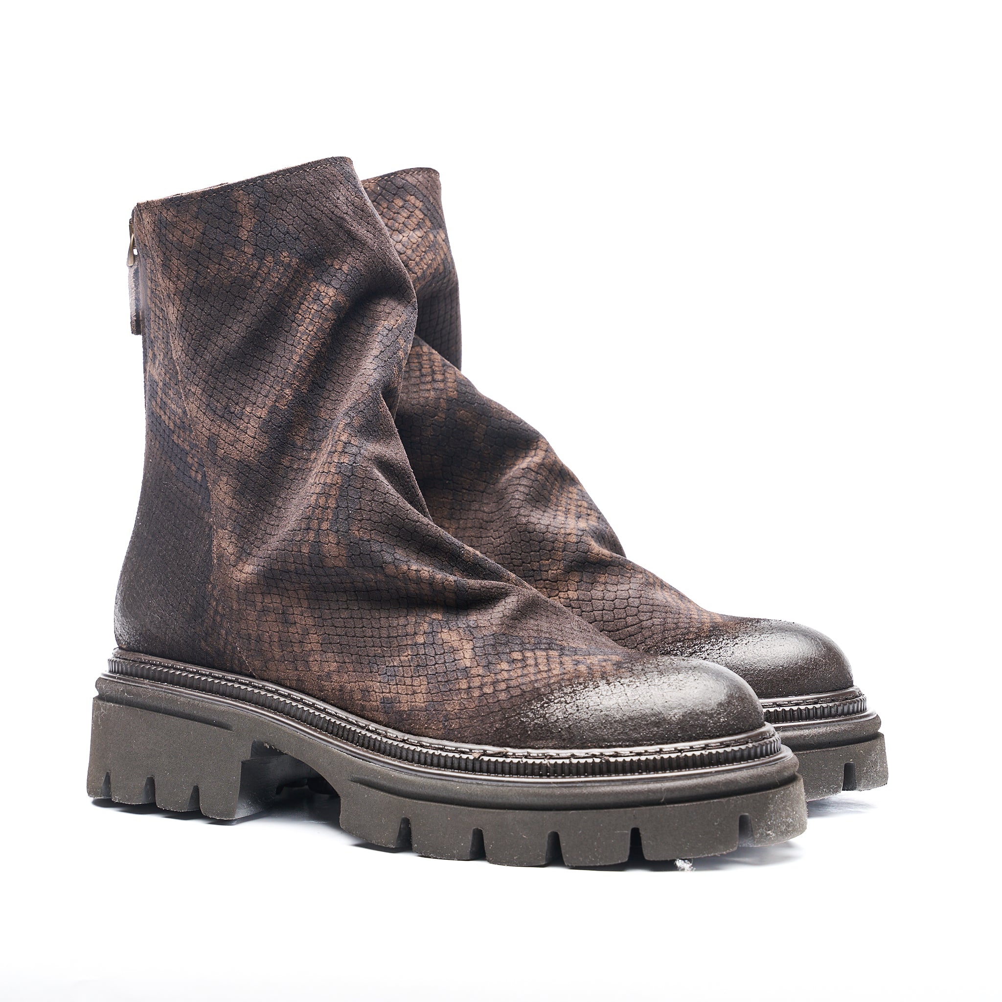 Stivaletto Giselle camoscio pitonato moro