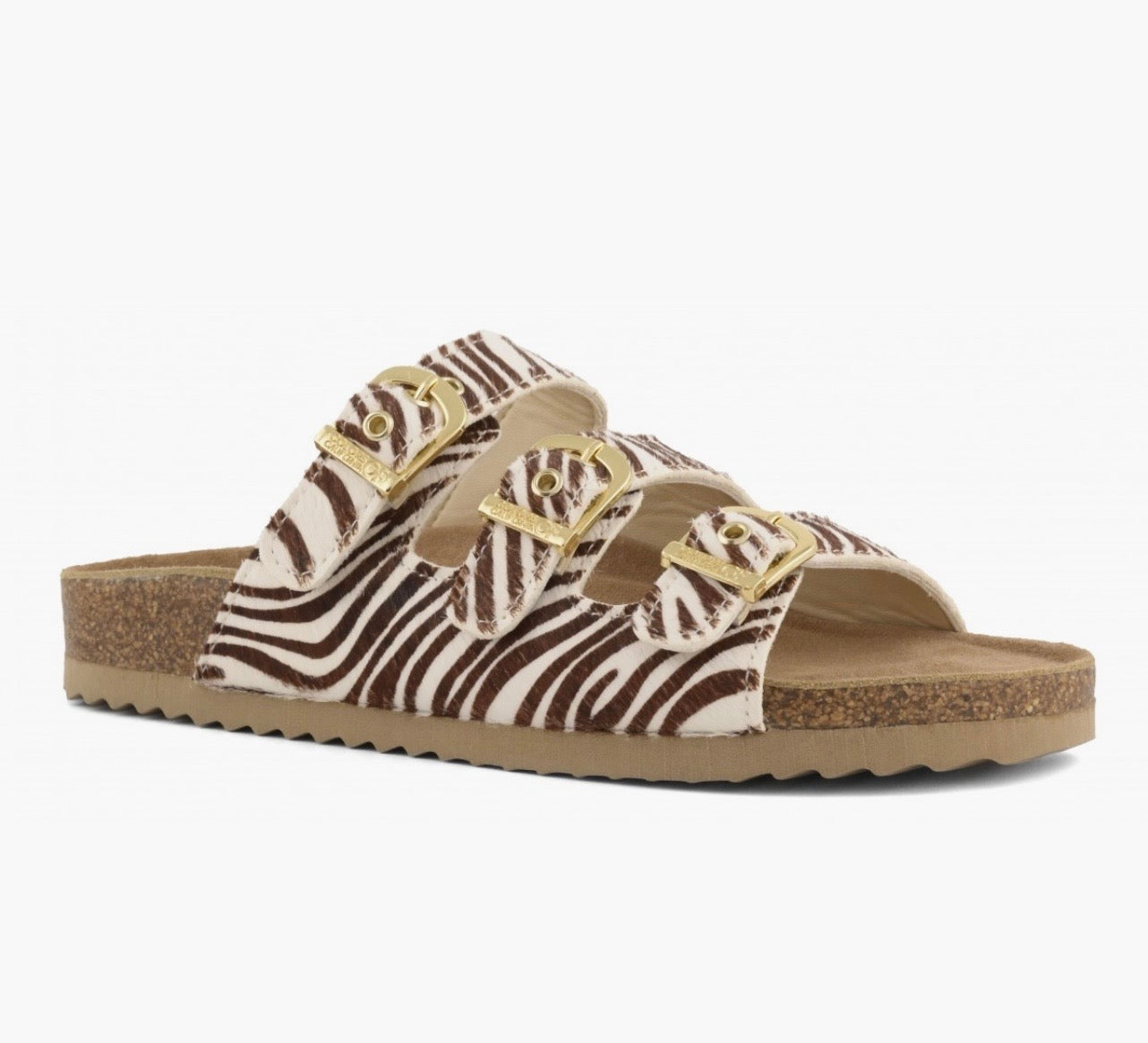 Sandalo tre fasce cavallino zebra