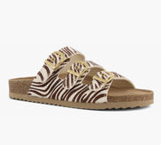 Sandalo tre fasce cavallino zebra