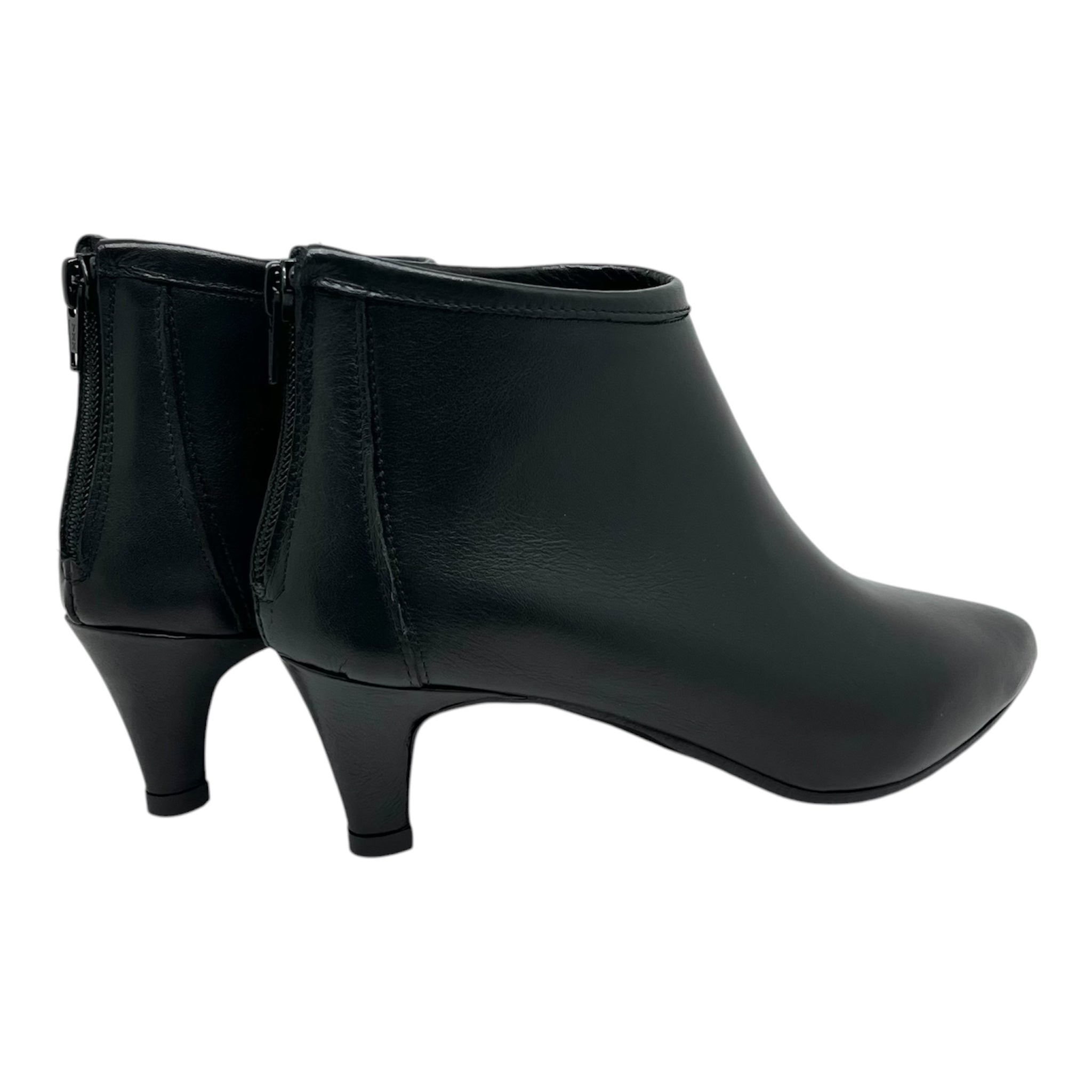 TRONCHETTO NERO PUNTA AFFUSOLATA TACCO KITTEN - 100% Pelle Made in Italy