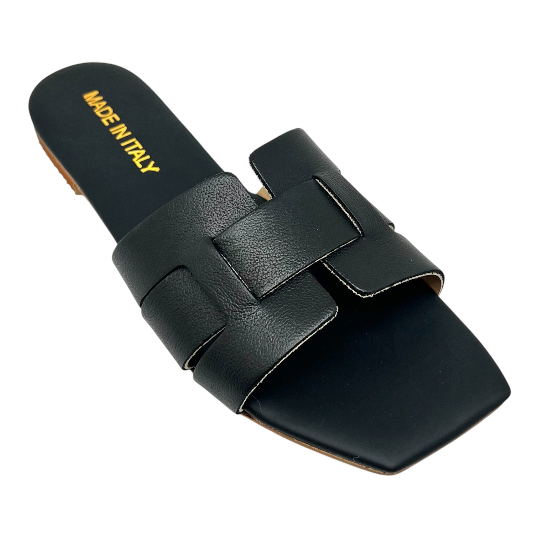 Ciabattina pelle nera made in Italy Kim