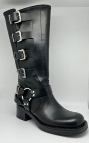 Bottes motardes en cuir fabriquées en Italie