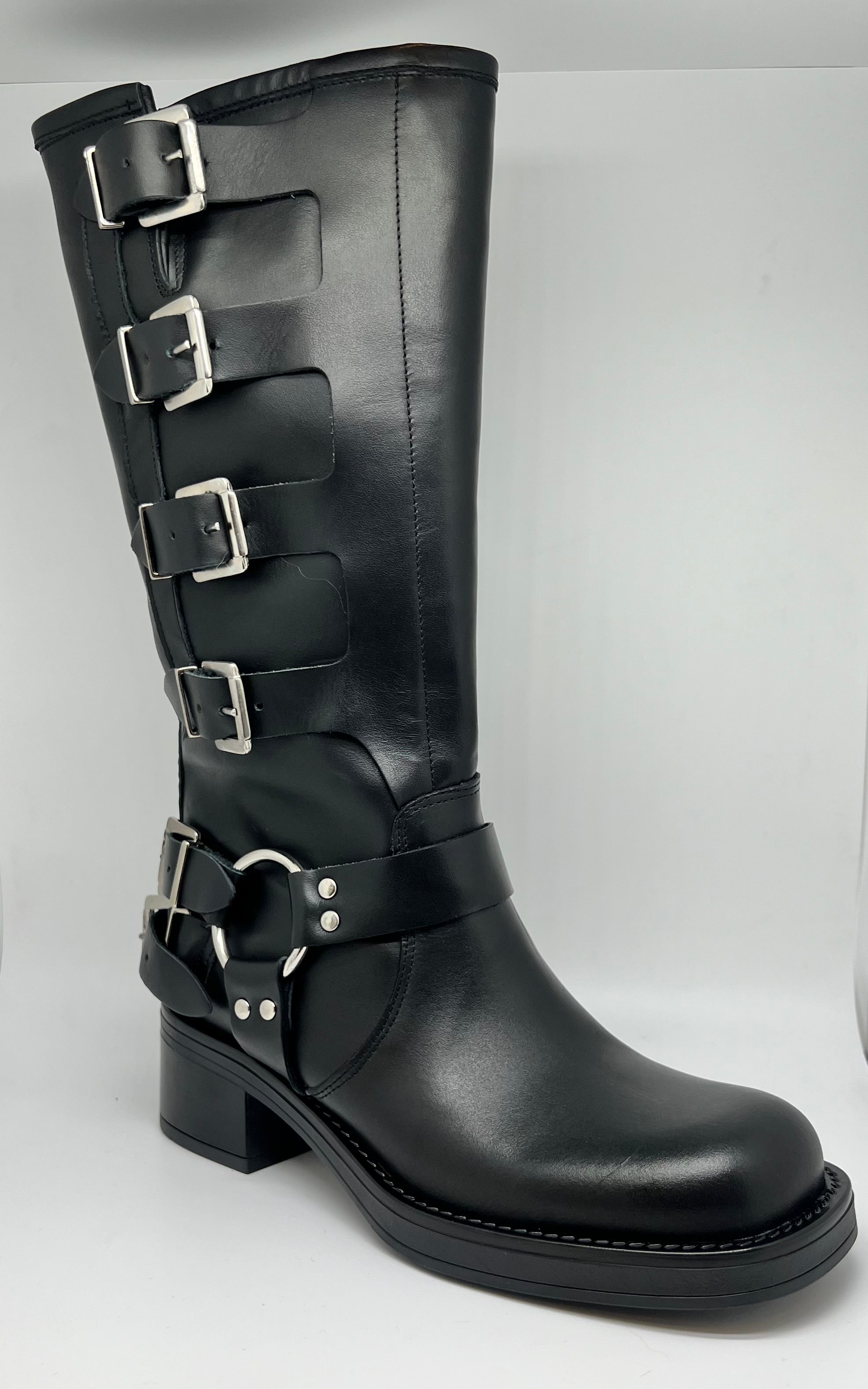 Bottes motardes en cuir fabriquées en Italie