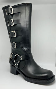 Leather biker boots made in Italy