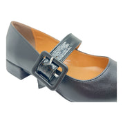 Ballerina Mary Jane Nera a punta con Fibbia Maxi - Tacco Basso 2cm