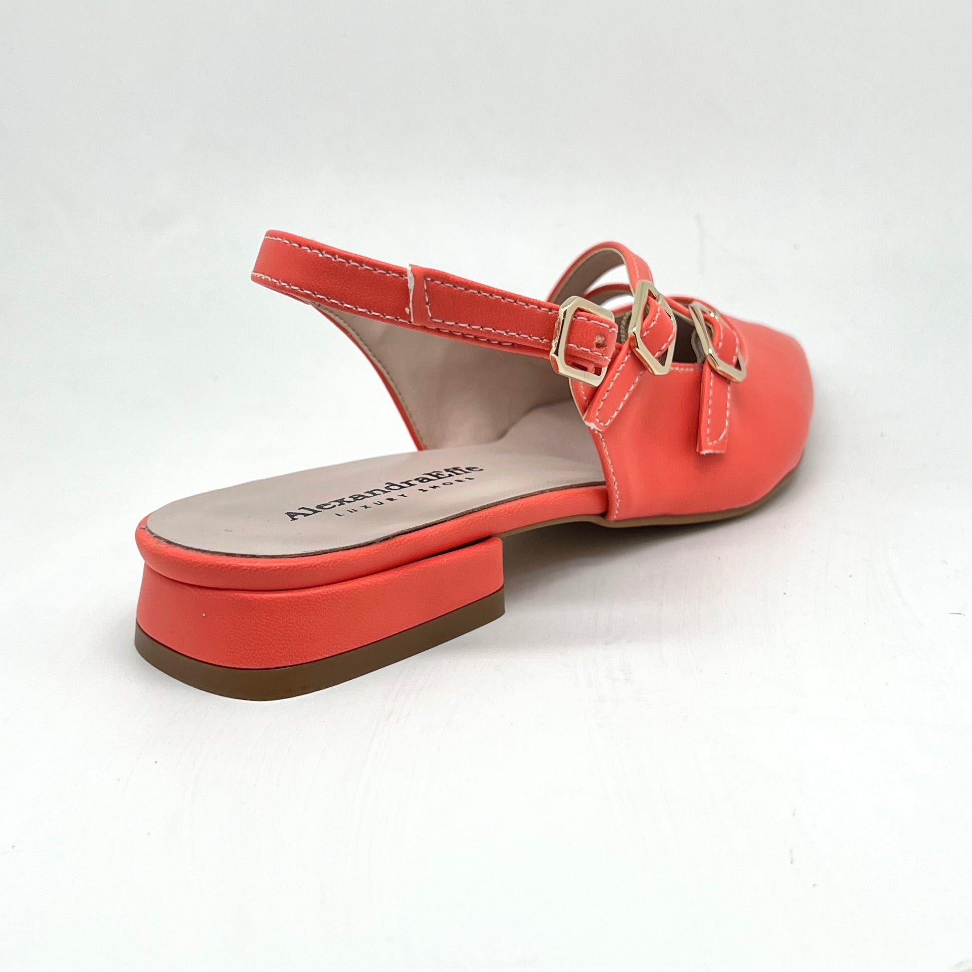 Slingback corallo tacco basso
