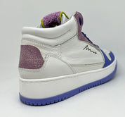 Sneaker pelle bianca e viola Meline’ made in Italy