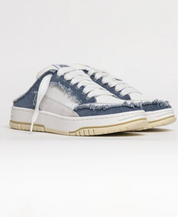 Leather and fabric sabot sneakers