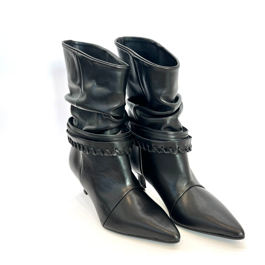 Stivaletto pelle nera cavigliera