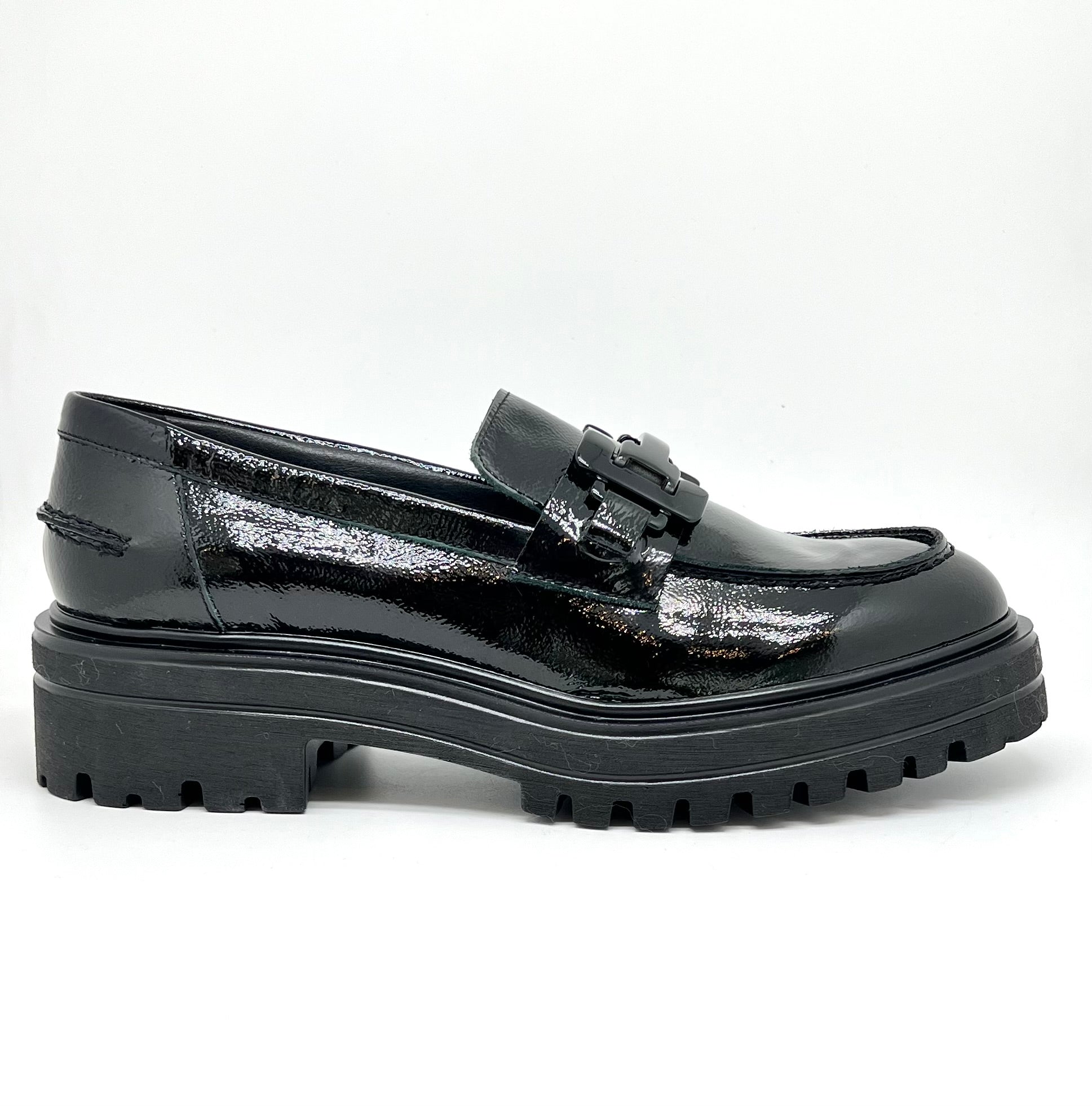 Mocassino pelle nero vernice
