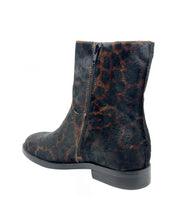 Stivaletto in Cavallino Animalier Leopardato - Tronchetto con Zip, Tacco Basso Comodo - Vera pelle