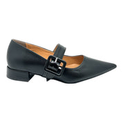 Ballerina Mary Jane Nera a punta con Fibbia Maxi - Tacco Basso 2cm