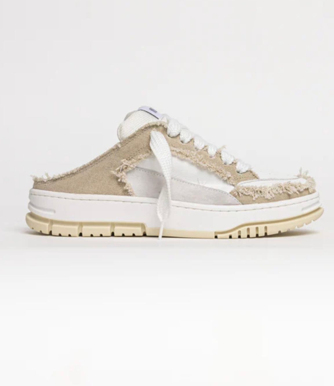 Leather and fabric sabot sneakers