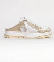 Leather and fabric sabot sneakers