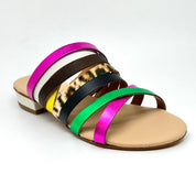 Sandalo fasce Multicolor pelle