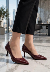 Décolleté a punta in pelle bordeaux/burgundy