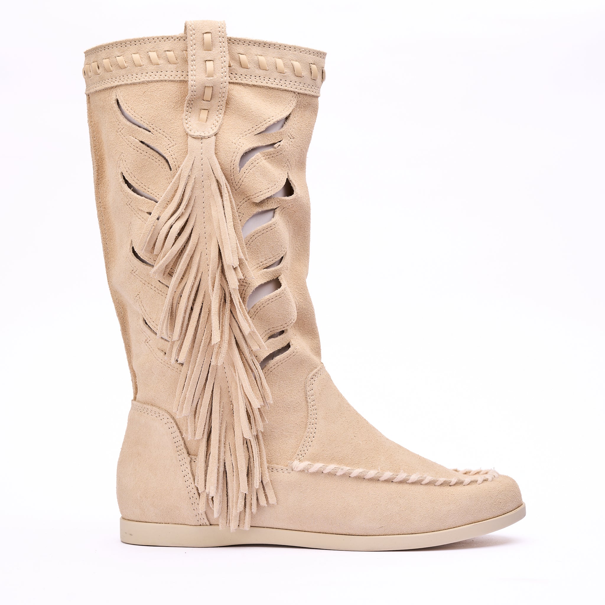 Stivale camoscio beige