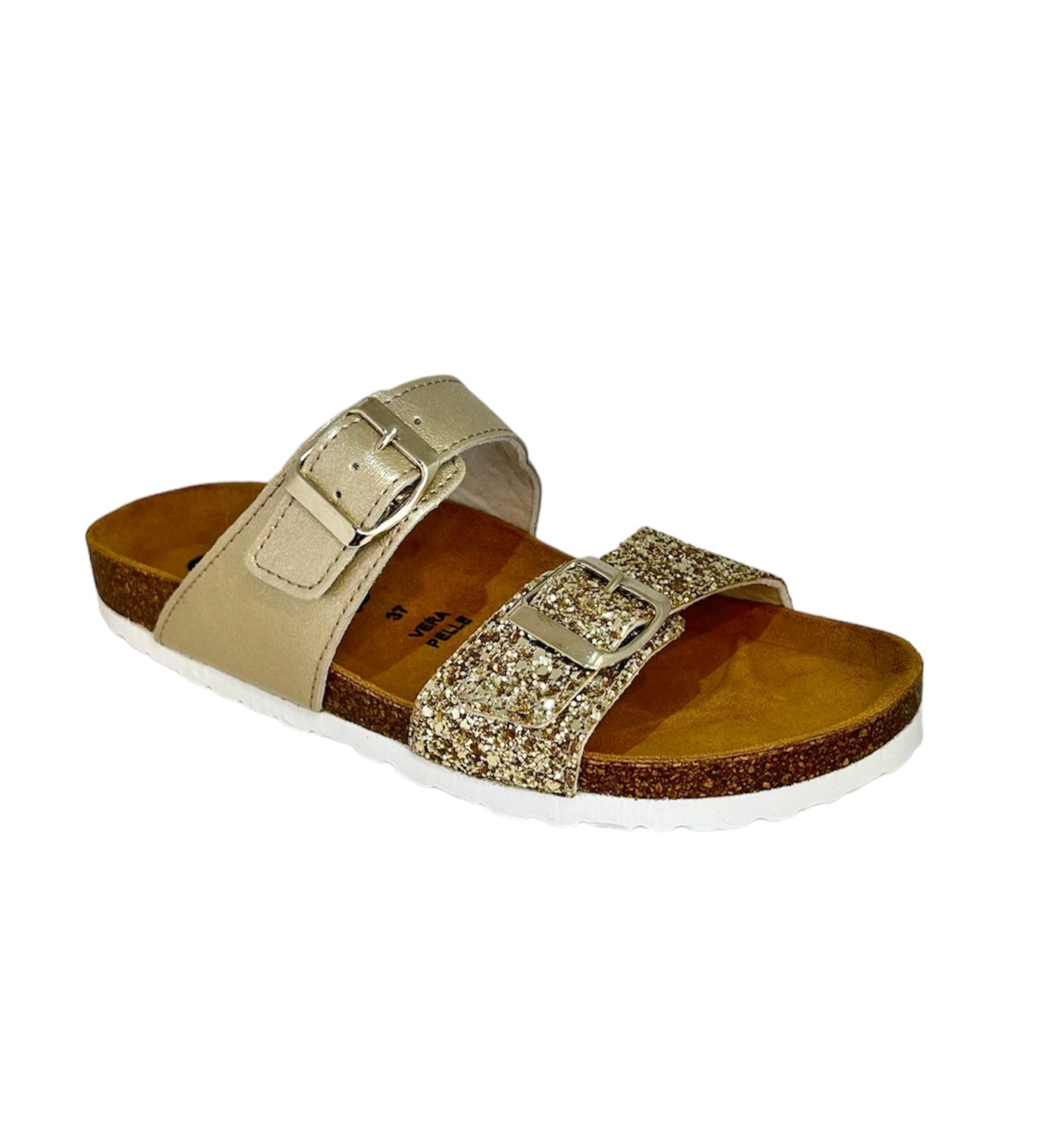 Platinum glitter flat sandal