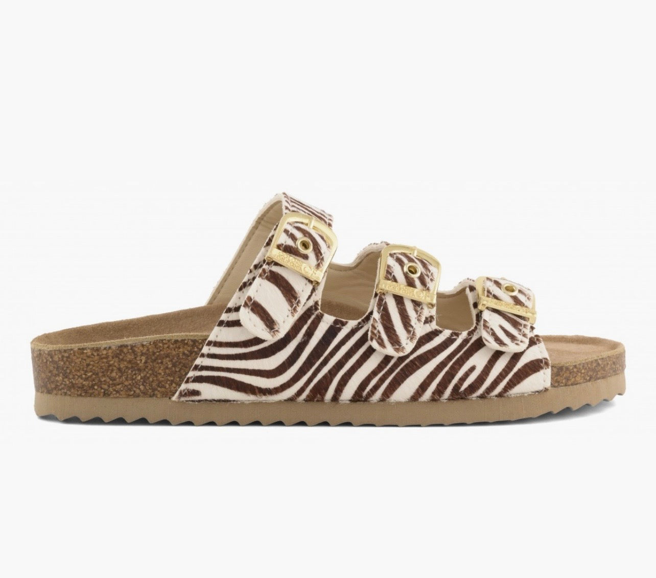 Sandalo tre fasce cavallino zebra