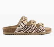 Sandalo tre fasce cavallino zebra
