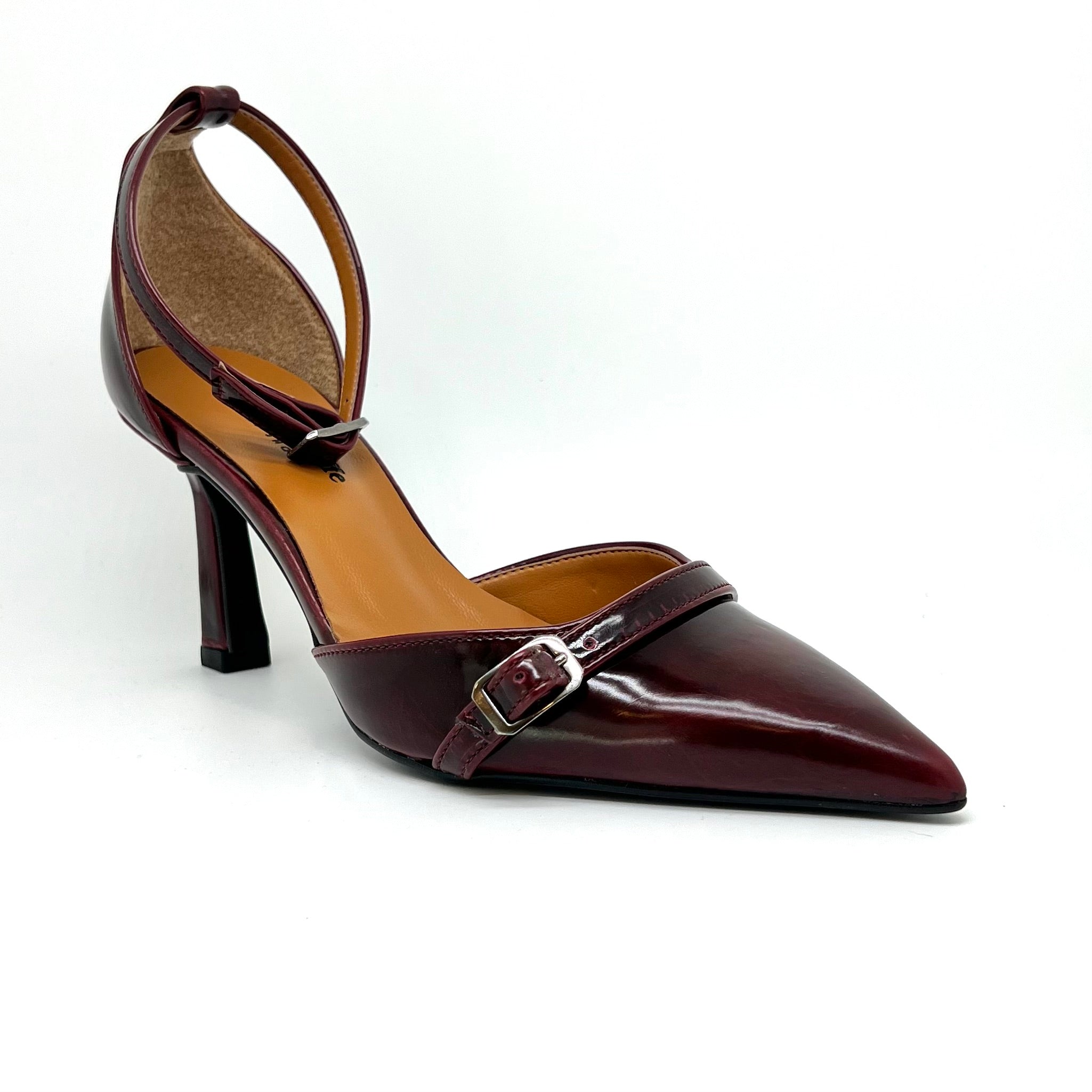 Décolleté cinturino bordeaux made in Italy