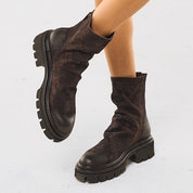 Stivaletto Giselle camoscio pitonato moro