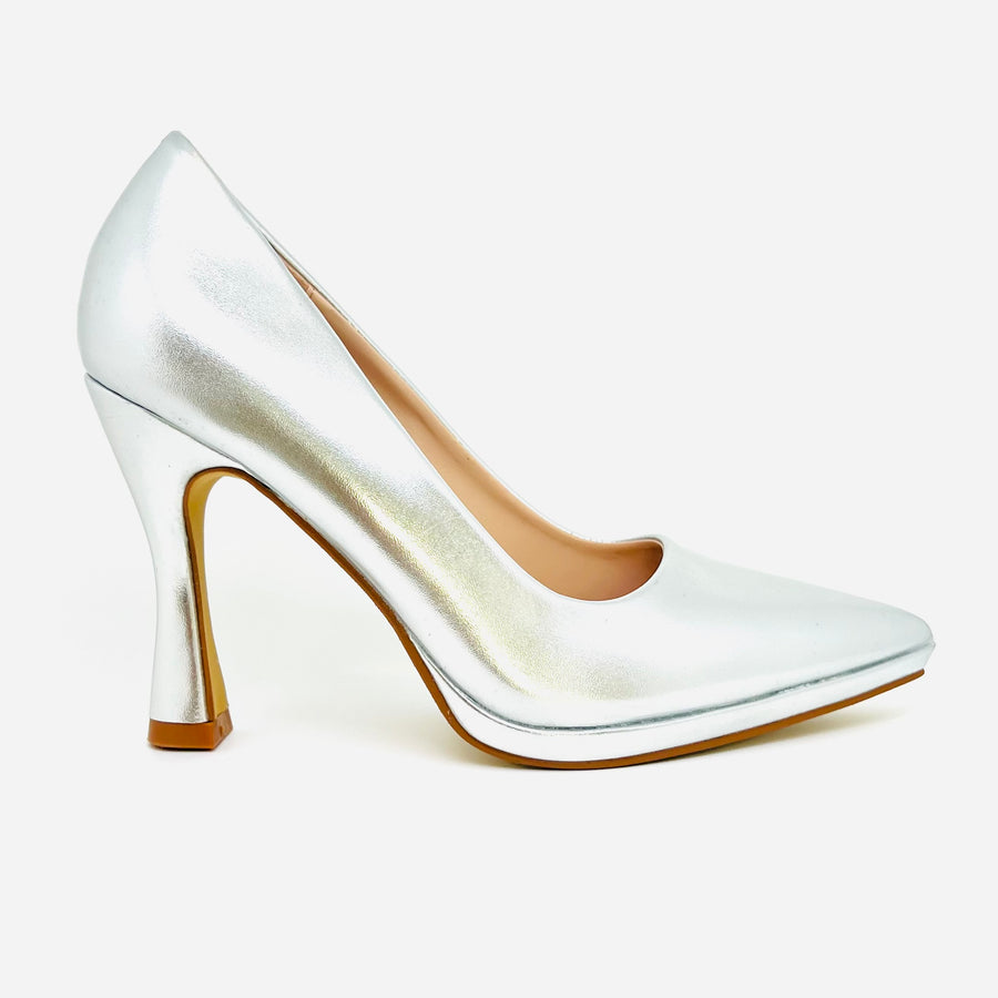 Décolleté argento tacco 100