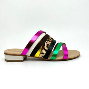 Sandalo fasce Multicolor pelle