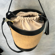 Borsa secchiello paglia e pelle