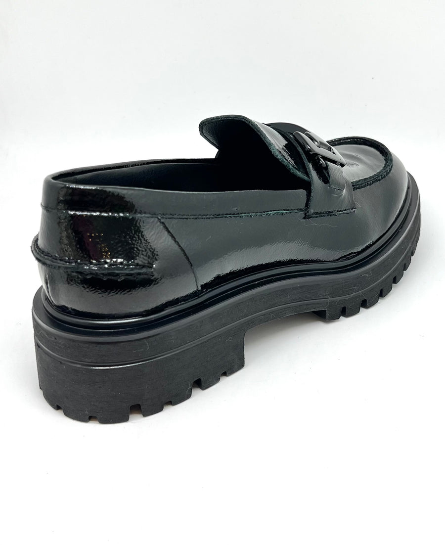 Mocassino pelle nero vernice