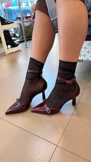 Décolleté cinturino bordeaux Melody made in Italy9